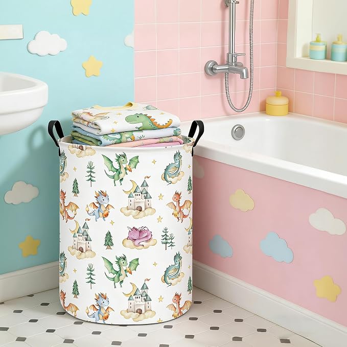 Dragon Fabric Storage Bin Nursery Organizer Basket | Organizer Bin Dirty Clothes Collapsible Waterproof for College Dorms, Boys and Girls Bedroom,Bathroom
