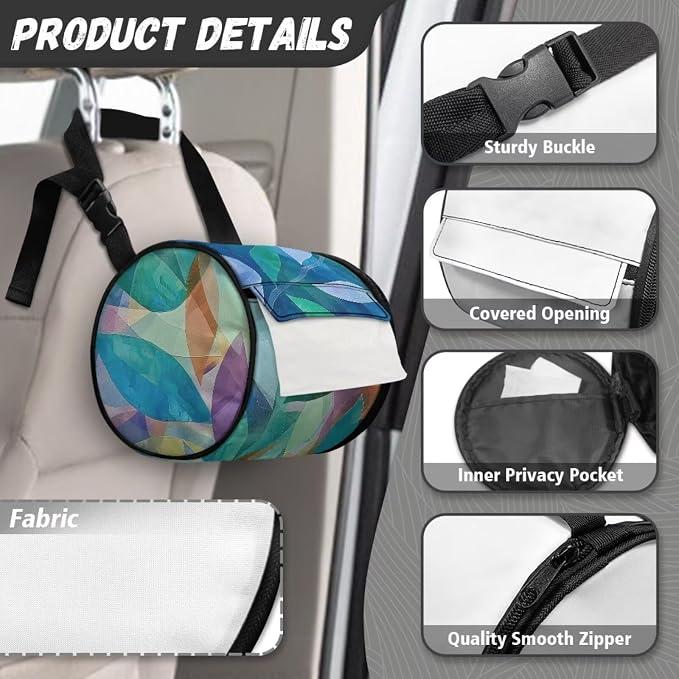 Hanging Bathroom Toilet Paper Tissue Holder Wall Mounted Tissue Towel Roll Holder with Adjustable Strap Easy Installation,Artistic Crystal Leaves