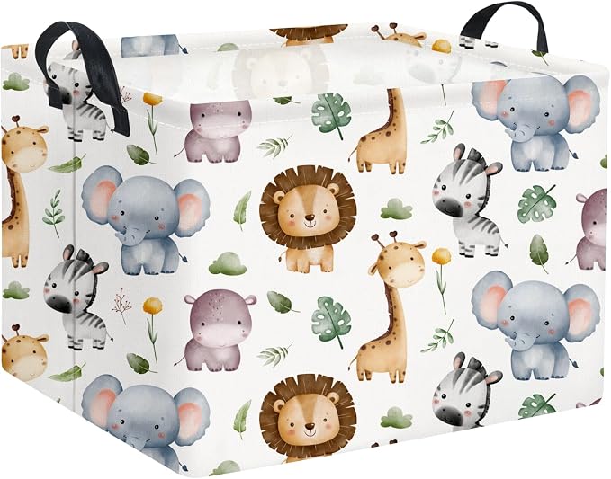 Rectangular Woodland Animal Basket Baby Storage Basket Storage Bin Organizer Box Animal Room Decor(Animal Basket)