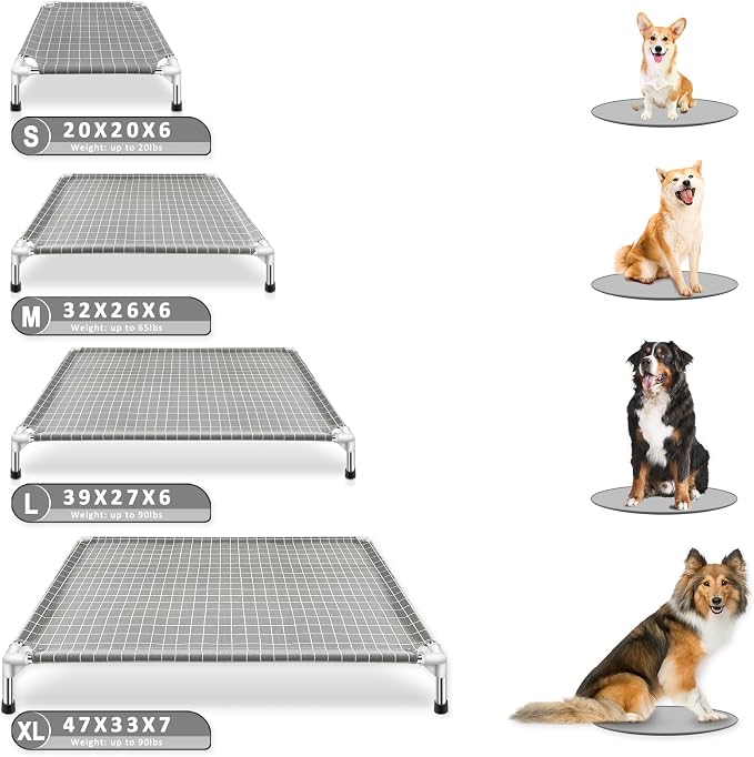 Elevated Pet Bed Dog Cot- Raised Pet Bed for Small Dogs | Detachable Dog Bed, Indoor and Outdoor Use, Breathable cotton fabric, Sturdy Stainless steel frame,Non-Slip Feet