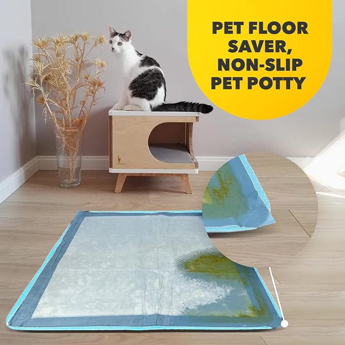 Dog Pee Pad Holder - Fits Up to 24” x 24” Pee Pad - 2 Pack - Sky Blue | Stable Grip, Raised Edges, Quick-Wipe Silicone Surface Dog Potty Tray Holder for Indoor Flooring Protection