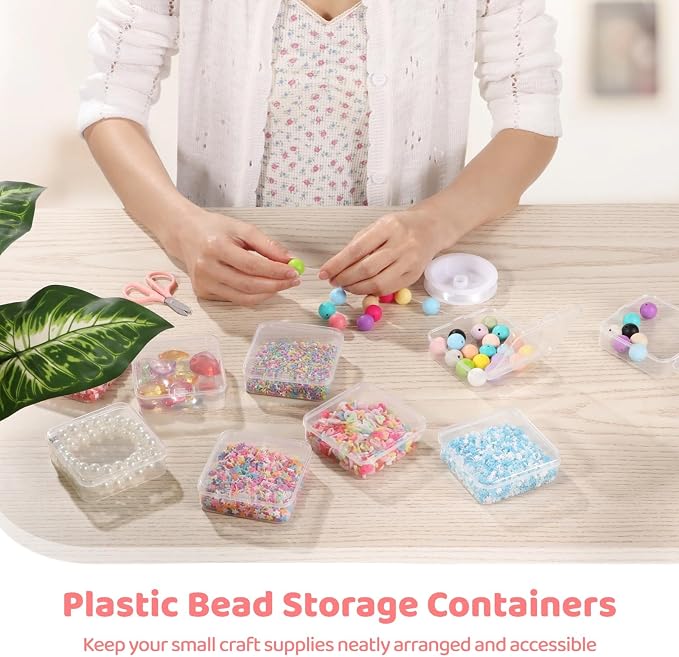 Organizer Case Set, 120 Clear Boxes, 3×3×1, Plastic Storage with Hinged Lid