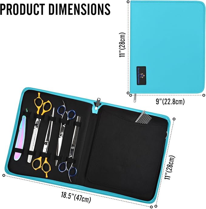 Case Holds 10 Grooming or Beauty Shears (TURQUOISE)
