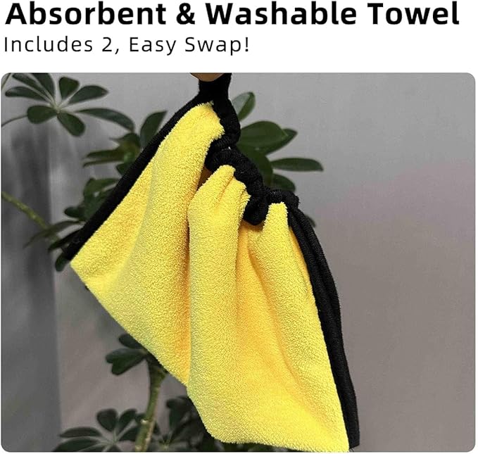 MANON ROSA Pet Towel for Drying Dogs Face and Mouth Quick Dry – Train Dog to Wipe Face After Drinking, Self-Cleaning Wall-Mount Holder with 2 Super Absorbent Microfiber Towels(8"x9")