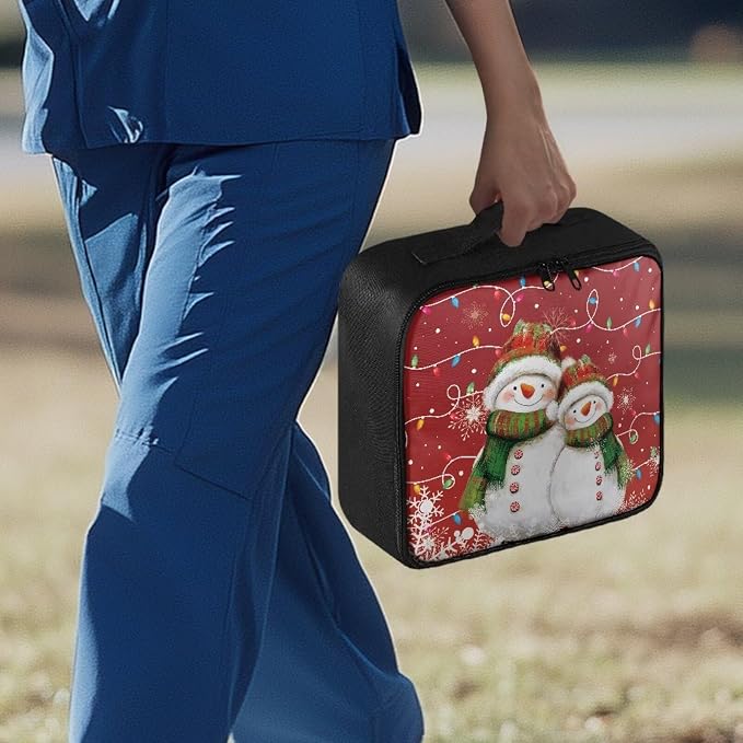 First Aid Kit Bag Red Xmas Snowman Empty Medic Bag for Pet Friendly Households and Outdoor Adventures Featuring Wear Resistant Construction Easy Access