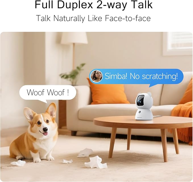 2.5K Indoor Camera 2pack, Free AI Person/Pet/Cry Detection, 4MP Pet/Dog/Cat/Baby Camera w/Phone App, Cameras for Home Security, Pan Tilt 2.4GHz WiFi, Night Vision, Full Duplex 2-Way Audio