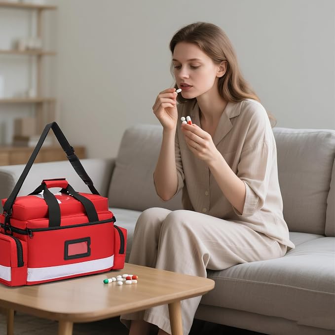 Medical Bag Empty First Responder Bag,Emergency Bag First Aid Kit Organizer,First Aid Bag with Detachable Dividers, Medical Bag for Nurses,Home Health Care, EMT