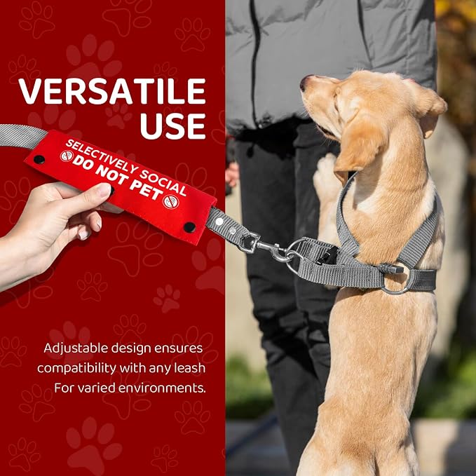 Selectively Social Do Not Pet Pet Leash for Dogs, Funny Dog Leash Wrap for Pet Dog Lovers Owners Gift (Red)