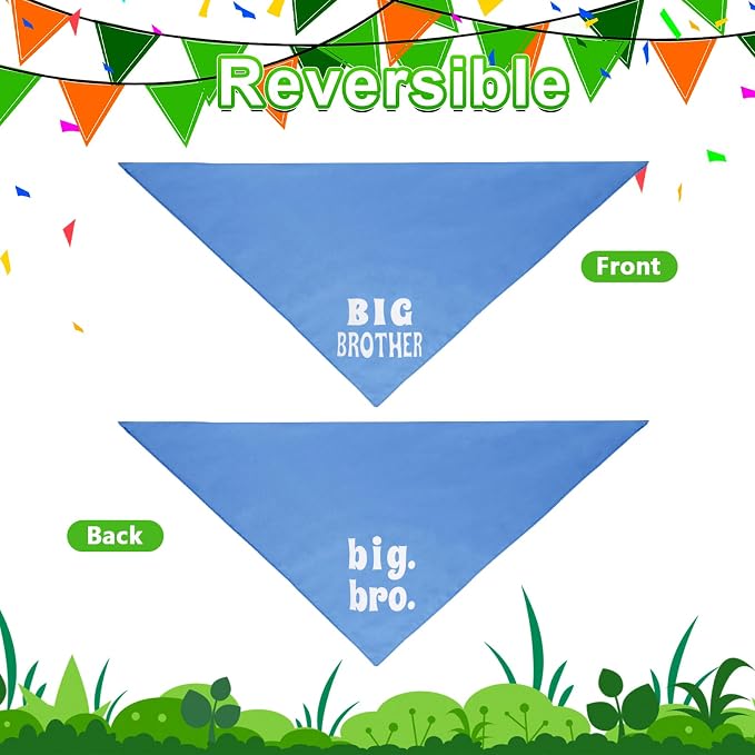 Big Brother Dog Bandana Blue Small 1PCS, Adjustable Triangle Scarf | Pregnancy Announecment, New Baby for Family.