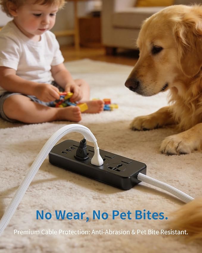Yecaye 10ft - 1/2 inch Cord Protectors from Pets no Chew, White | Split Cable Management Sleeves, Wire Loom Tubing for TV USB Cord Protector, Cord Covers for Pets Bite-Resistant