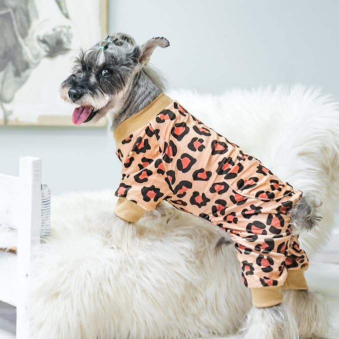 PUPTECK Soft Fleece Dog Pajamas for Small Medium Dogs, Dog Onesie Puppy Sweaters Clothes Jumpsuit Pjs, Cute Jammies Cat Coat Pet Costume Apparel