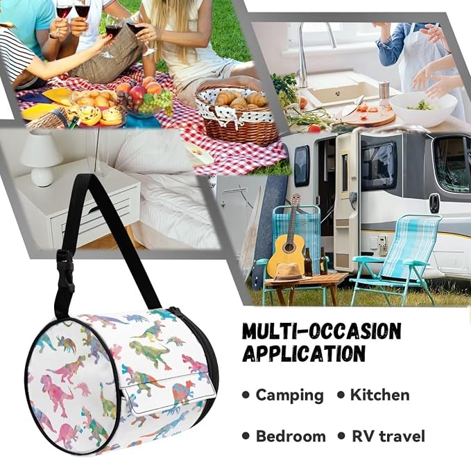 Modern Kitchen Bathroom Hanging Toilet Paper Tie Dye Dinos Tissue Holder Wall Mounted Tissue Towel Roll Holder with Adjustable Strap Easy Installation