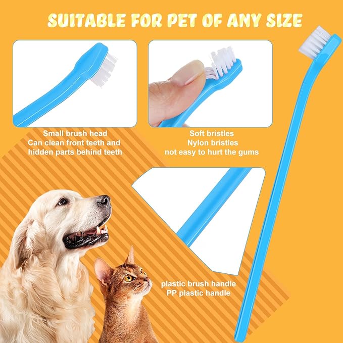 Tioncy 500 Count Small Dog Toothbrush Bulk Pack Long Handle Pet Toothbrushes with Soft Bristles, Dental Care Teeth Cleaning Kit for Small Breed Dogs, Cats, and Puppies (7 Colors)