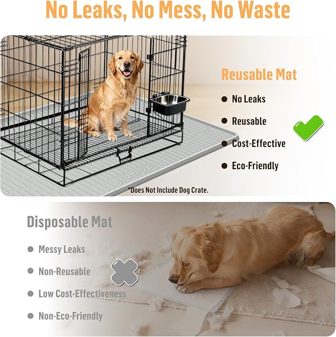 Silicone Dog Crate Mat 40" x 22" Extra Large Pet Bed Mat | Dog Cage Mat with Raised Edge, Washable, Non-Slip, Leakproof Kennel Mat for Protect Floors, Reusable Dog Playpen Mat