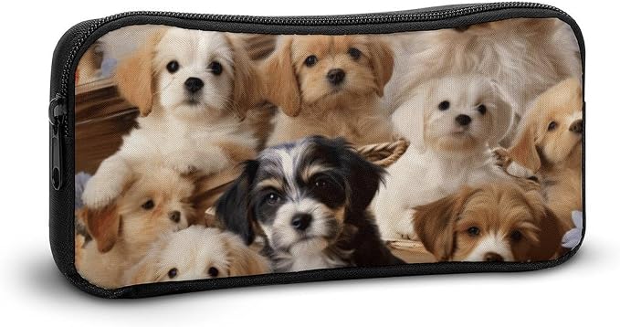 Cute Pet Dogs Cute Aesthetic Pencil Case | Pen Bag for Women Big Capacity Pencil Pouch, Portable Makeup & Stationery Organizer for Office Travel