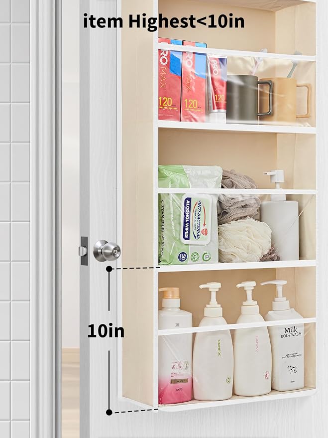 JARLINK Over The Door Toy Storage Organizer w/Clear Window, Beige, 2 Pack | Anti-Tilt 44 lb Load Capacity, Baby Toy Storage Organizer for Stuffed Animals, Nursery, Kid Bedroom, Newborn Baby Essentials