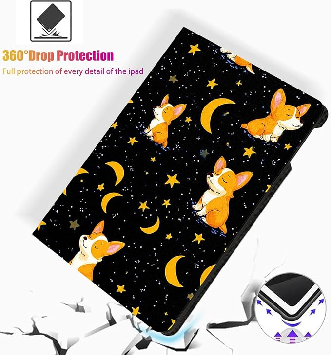 for Microsoft Surface Pro 8-13" 2021 Tablet Case,Auto Wake/Sleep,Adjustable Stand Protective Cover - Corgi Starry Night