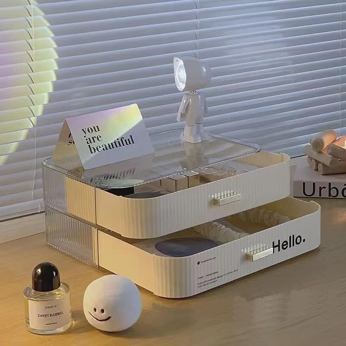 Stackable Makeup Storage Drawers, Bathroom Counter Organizer. | Drawers Can be Stacked, Cosmetic Display Case, Ideal for Make Up, Skincare, Perfume; Suitable for Dresser Top, Vanity