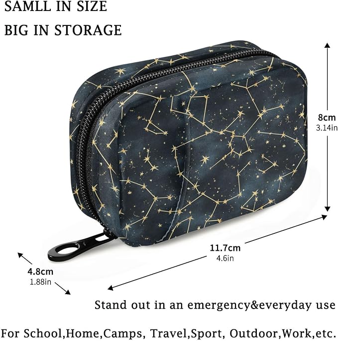 Fustylead Beautiful Constellation Mystic Stars Pill Organizer and Storage Weekly with Zipper, Removable Pill Box Portable Medicine Organizer for Vitamin Fish Oil Supplement