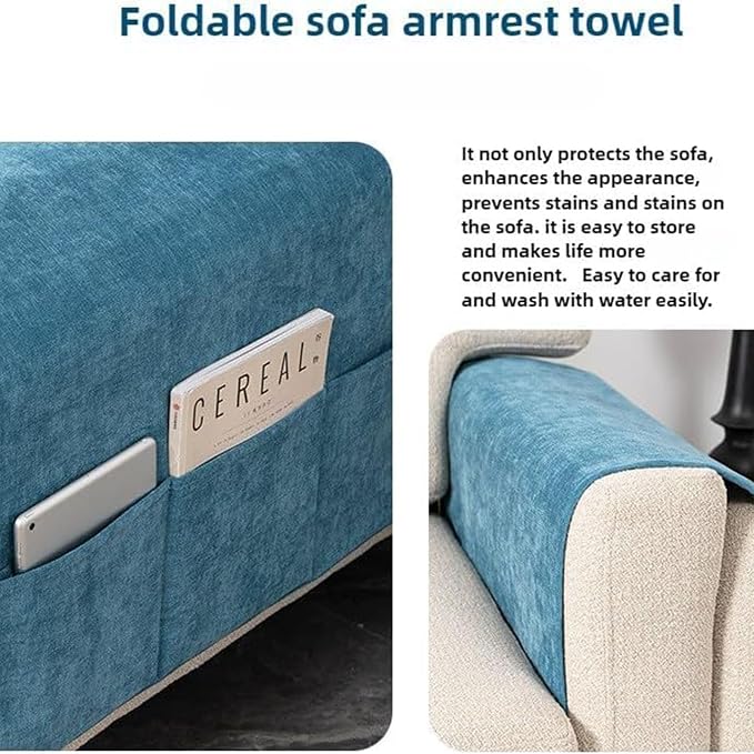 2 Pack Armchair Caddy for Couch Remote Control Holder Recliner Armrest Organizer Non Slip Sofa Arm Chair Caddie with 3 Pocket Storage for Magazine, Tablet, Phone, iPad (Navy Blue)