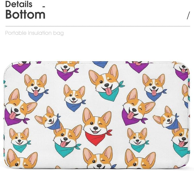 Funny Cooler Tote Bag, Cute Corgi Dog Pet | Women Men, Portable Insulated Lunch Bag, Leak Proof, Lightweight Lunch Box Organizer, for Office Gym Travel