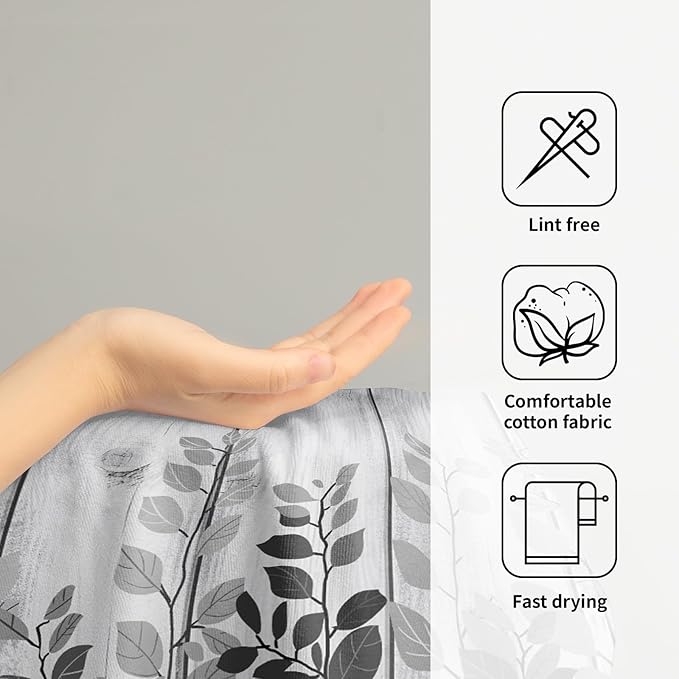 Giwawa Grey Eucalyptus Leaves Hand Towels Set of 2 Rustic Wood Soft Guest Bath Towel Kitchen Dish Towels Spa Home Bathroom Decorations