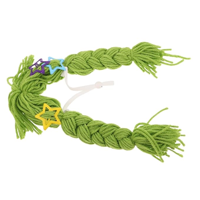 FRCOLOR Halloween Cat Wig Braided Yarn with Bows Nonirritating Reusable Washable Secure Clip-on Pet Headpiece for Birthday Pet Outfit and Holiday Costume