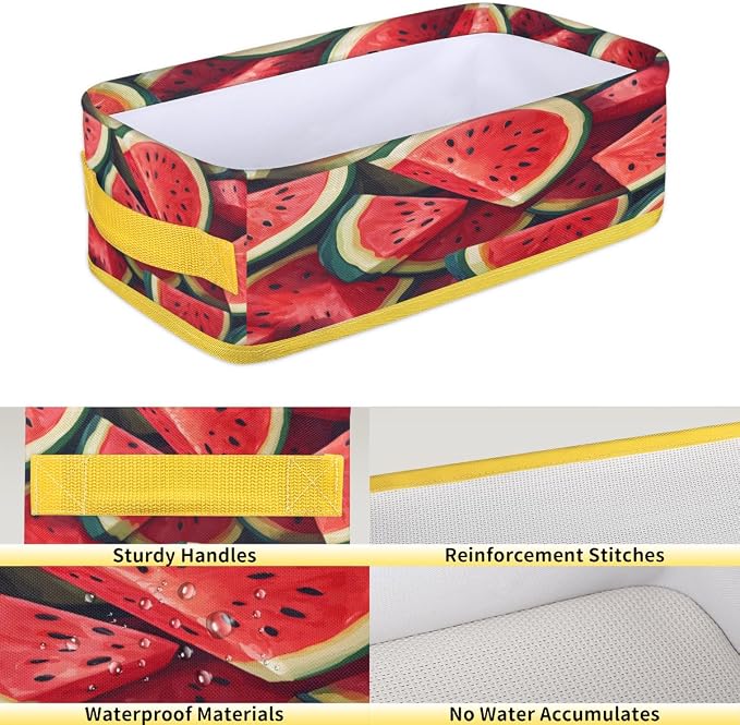 Watermelon Pattern Bathroom Storage Basket Waterproof Foldable Storage Bins with Handles Decorative Toilet Paper Storage Basket for Organizing for House Bathroom Toiletries