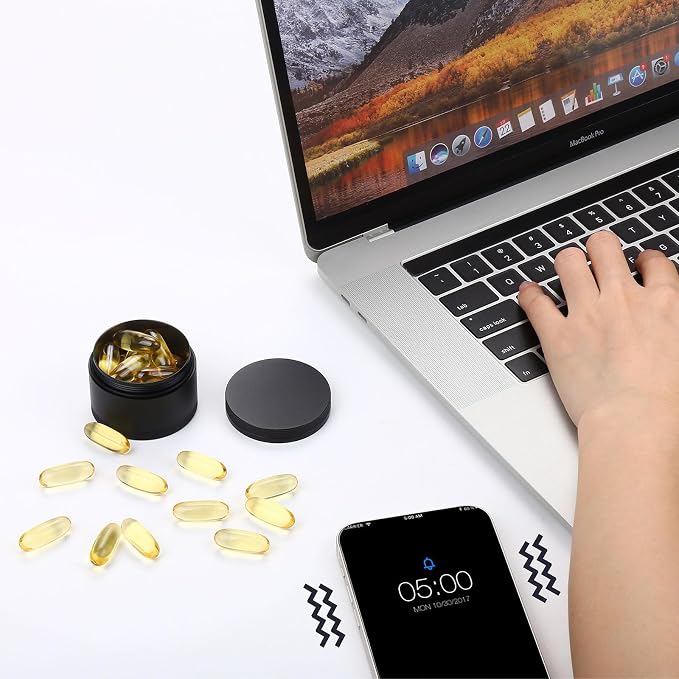 Portable Metal Pill Case, Single Waterproof Daily Pill Box for Travel | Pill Container, Aluminium Alloy Round Pill Box Organizer Pill Holder for Medicine Vitamin Fish Oils Big Size