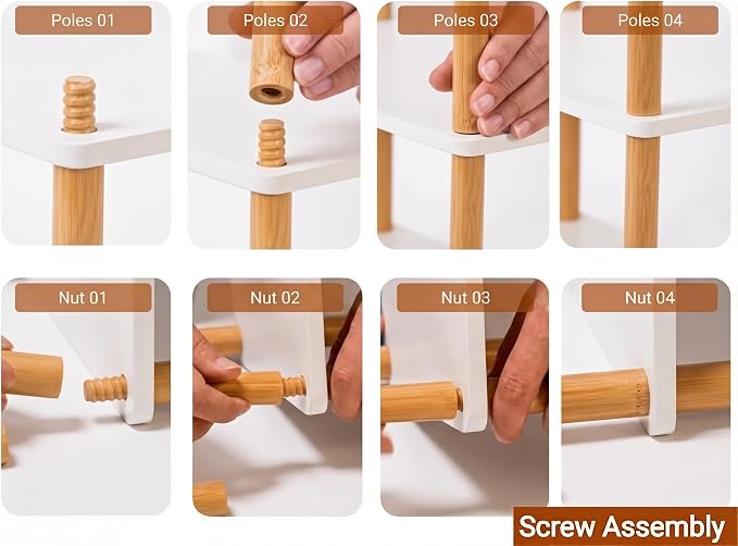 4-Tier Bamboo Corner Shelf,Kitchen Countertop Organizer,Corner Countertop Organizer Shelf, Coffee Bar Organizer,Coffee Bar Accessories,for Kitchen, Pantry, Organizers and Storage,White