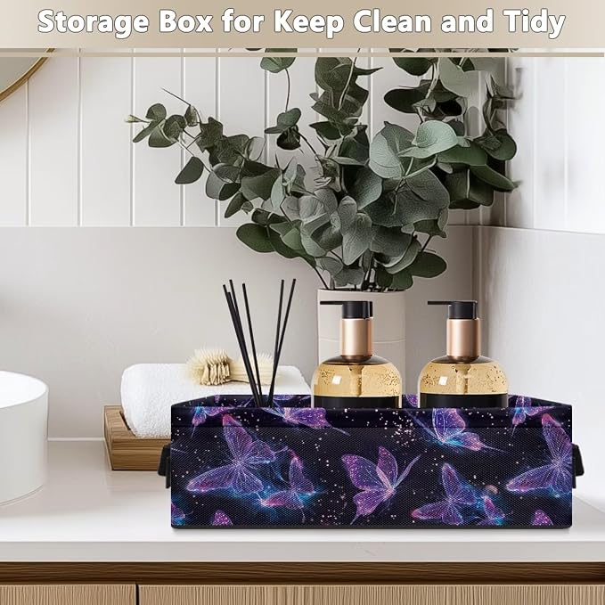 Purple Butterfly Toilet Paper Basket, Toilet Paper Storage Toilet Roll Organizer Paper Container, Bathroom Accessories Toilet Paper Holder with Storage