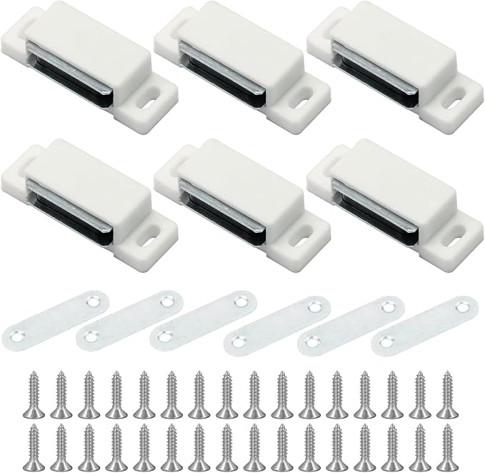 6Pcs Magnetic Door Catch Cabinet Magnets, White | Drawer Magnet Latch, Shutter Hardware, For Closure Cupboard Closet Bathroom