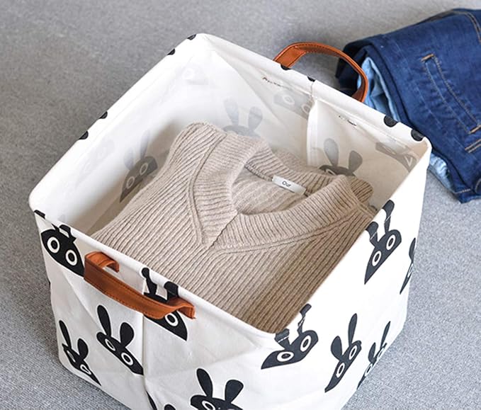 Square Canvas Toy Storage Bins Basket with Handle Collapsible Toy Organizer for Nursery Storage, Kid's Toy & Laundry, Gift Baskets(Round)