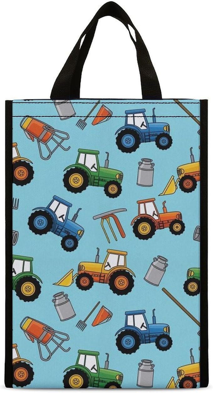 Reusable Thermal Lunch Totes Cooler Bag Portable Insulated Lunchbox Compatible with Milk Farm Tractors Food Organizer for Office Travel