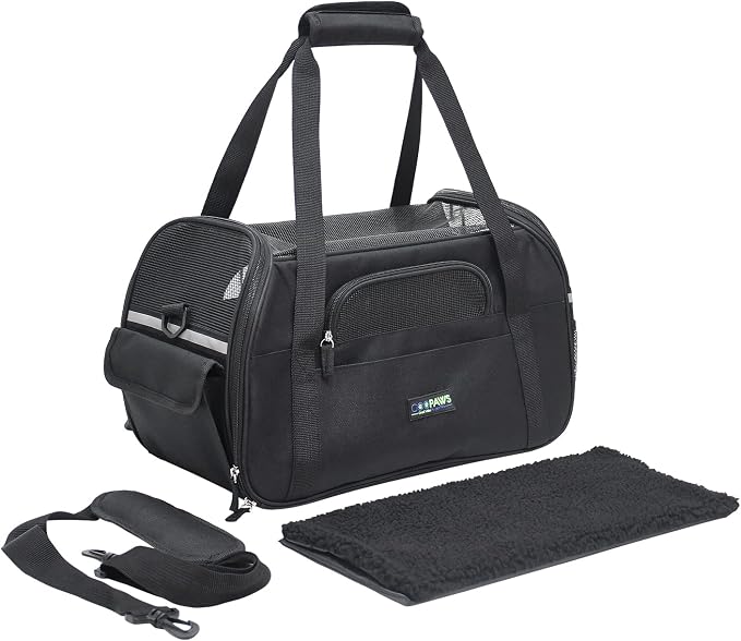 Jespet Airline Approved Soft-Sided Kennel Pet Carrier Travel Handbag | Lightweight, Foldable, Portable, Built-In Safety Leash, Luggage Sleeve, for Cats & Small Dogs, for Indoor & Outdoor