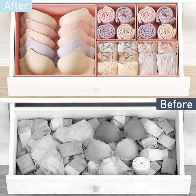 DIMJ Drawer Organizer Clothes - 28 Pack Baby Dresser Organizer for Nursery Closet Organization, Fabric Drawer Organizer Bins for Underwears Socks Bras, Foldable Storage Dividers for Bedroom