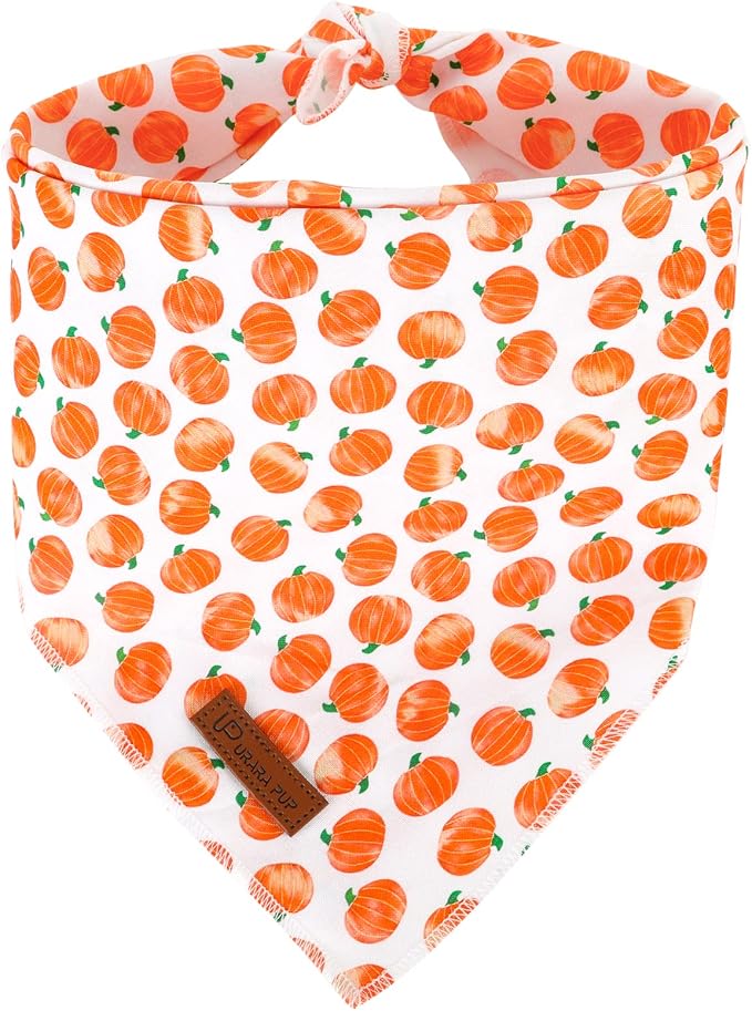 Halloween Pumpkin Dog Bandana, Halloween Triangle Bid Scarf with Pumpkin Pattern, Cotton Pet Kerchief for Girl Boy Dogs or Cats, Cute Puppy Bandana Fancy for Dogs