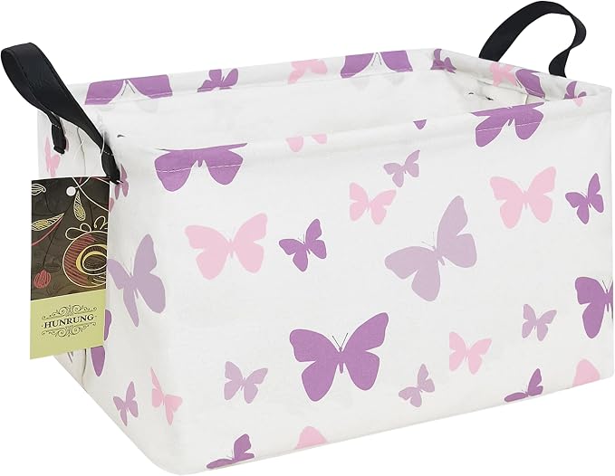 Rectangle Foldable Storage Basket Handles For Home, Butterfly | Waterproof reinforced handles, perfect for shelf use, organizes clothes, daily items and pet supplies