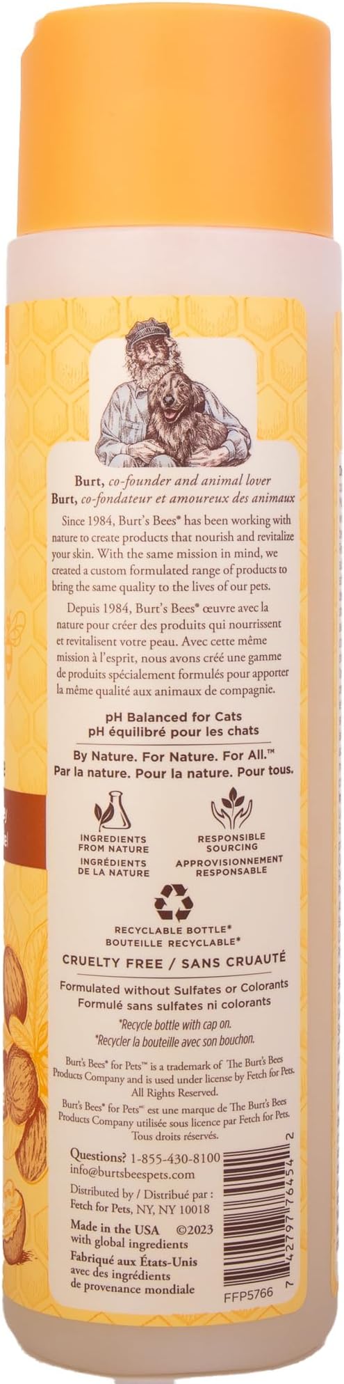 BURT'S BEES FOR PETS Hypoallergenic Cat Shampoo with Shea Butter and Honey, Gentle Kitten Shampoo for Indoor Cats with Dry or Sensitive Skin, Cat Bathing Supplies, 10 Fl Oz - 2 Pack