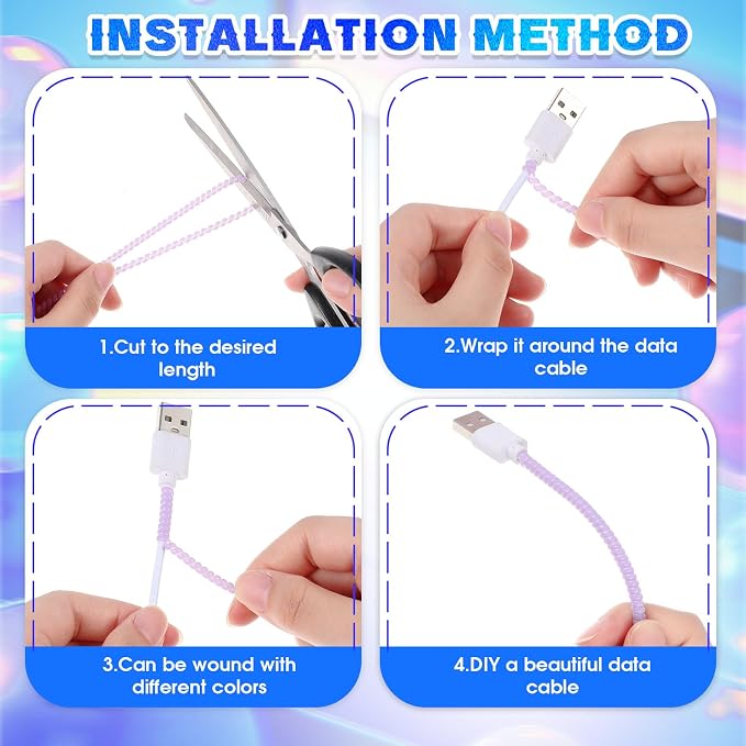Friends 10 Pcs Cord Protectors from Pets No Chew 43.3'',Pearlescent Color | Spiral Cable Protector, Phone Charger Cover, Data Cable Protective Sleeve Chew Proof, USB Wire Cover Stylish, Cat Dog Rabbit