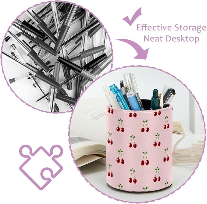 Pen Holder for Desk, Cherry Pencil Holder, Cup Holder for Desk Office, Pen Organizer