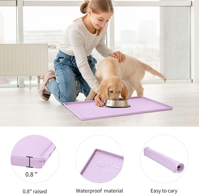 Silicone Dog Food Mat Waterproof Pet Feeding Tray for Medium and Large Dogs