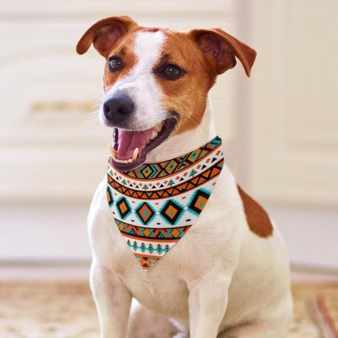 Lightweight Adjustable Pet Scarves Indiana Western Southwest Tribal Ethnic Aztec Geometric for Dogs and Cats Picnic, Camping, Beach Outings, Going Out, Casual Daily Use