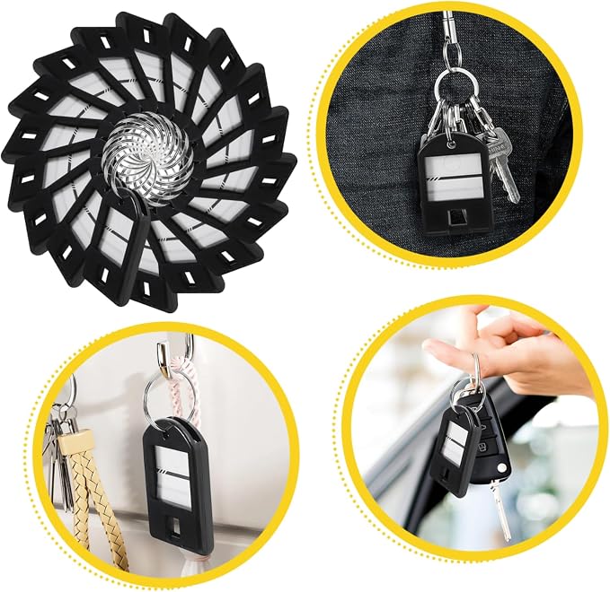TEHAUX 50pcs Key Tags Split Rings for Easy Identification and Organization Portable Luggage Labels for Home Office and Travel Use