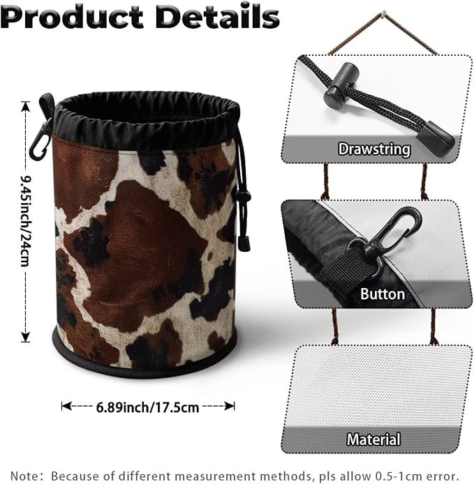 Drawstring Clothespin Bag, Brown Leopard Print Laundry Clip Organizer Pouch with Metal Grommet Hanging Loop, Portable Storage for Washing Pegs, Camping, Dorm, RV