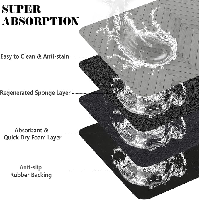 Dog Food Mats for Floors Absorbent, Pet Cat Food Mat - Quick Dry Dog Bowl Mats for Food and Water, Eco-Friendly Boho Pet Supplies