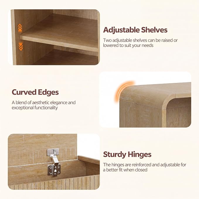 L-Shaped Shoe Storage Bench with Lift Top Box & Shelf, Natural | Durable Wood Cabinet With Hidden Storage For Entryway, Hallway, Apartment