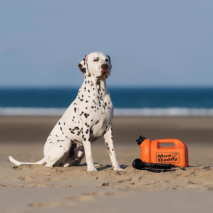Dog Washer - Portable Paw Cleaner with Bath Brush, Shower Hose Attachment, and 1.3 Gallon (5L) Capacity in Orange