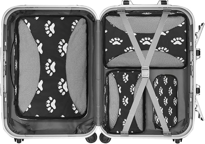 Packing Cubes for Travel, Paw Print Travel Luggage Packing Organizers for Women Men, Large Custom Toiletries Bag for Clothes Shoes, Cute Dog Cat Paw