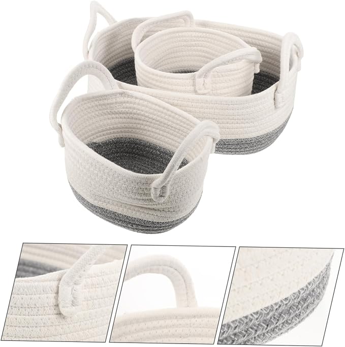 Alipis 3pcs Weaving Storage Basket for Pet Toys Household Pet Toy Holder Rope Design for Organizing Food Clothes